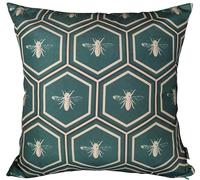 Olivia Rocco Waterproof Cushion Covers 43 x 43 cm Reversible Breathable Decorative Pillow Cover for Indoor & Outdoor Use Patio Garden Sofa Bed Chair (Bees Emerald)