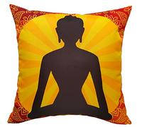 Olivia Rocco Waterproof Cushions Outdoor Indoor Hollowfibre Filled & Breathable Decorative Cushion 43 x 43 cm for Patio Garden Bench Sofa Furniture Living Room Bed Chair Scatter, Buddha