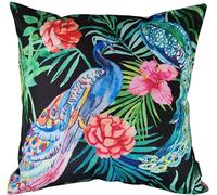 Olivia Rocco Waterproof Cushions Outdoor Indoor Hollowfibre Filled & Breathable Decorative Cushion 43 x 43 cm for Patio Garden Bench Sofa Furniture Living Room Bed Chair Scatter, (Peacock)