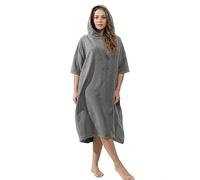 Olivia Rocco Womens Poncho Changing Robe for Swim Surf Beach Gym Towels Hooded Large Absorbent Quick Dry Microfibre Towel Robe, Grey