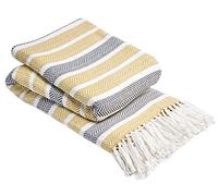 Olivia Rocco Zara Throw 100% Cotton Sofa Bed Cover Throws Blanket, Ochre 127 x 152 cm