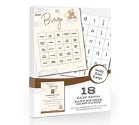 Olivia Samuel 18 Player A5 Size Unisex Baby Bingo Baby Shower Game with Winners Certificate - Neutral Teddy Bear Design - Made in the UK