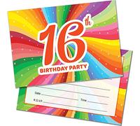 Olivia Samuel 20 x 16th Birthday Party Invitations. Bright Unisex Style. Multipack of 20 Invites with Envelopes