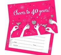 Olivia Samuel 20 x 40th Birthday Party Invitations from Cheers to 40 years - Ladies ready to write invites with envelopes