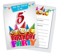 Olivia Samuel 20 x 5th Birthday Party Invites from Cartoon Style - Ready to Write with Envelopes
