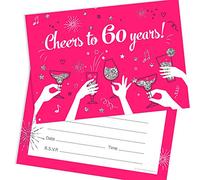 Olivia Samuel 20 x 60th Birthday Party Invitations from Cheers to 60 years - Ladies ready to write invites with envelopes