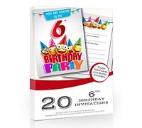 Olivia Samuel 20 x 6th Birthday Party Invites from Cartoon Style - Ready to Write with Envelopes