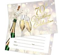 Olivia Samuel 20 x 70th Birthday Celebration Invites from Champagne Style - Ready to Write with Envelopes