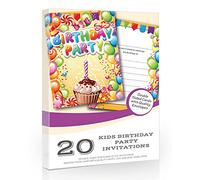 Olivia Samuel 20 x Birthday Party Invites from Boy or Girl Bright Fun Design - Ready to Write with Envelopes