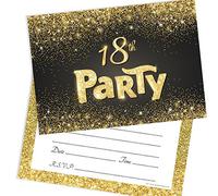 Olivia Samuel 20 x Black and Gold Effect 18th Birthday Party Invitations from Ready to Write with Envelopes