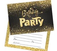 Olivia Samuel 20 x Black and Gold Effect Birthday Party Invitations from Ready to Write with Envelopes