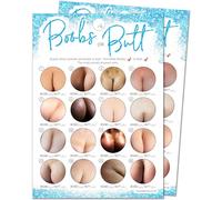 Olivia Samuel 20 x Boobs or Butt Baby Shower Game - Blue Glitter Effect Design (20 Guest Cards + 1 Card of Answers for The Host + Winner's Certificate)