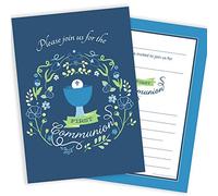 Olivia Samuel 20 x First Holy Communion Invitations - Boys Blue Design - Ready to Write with Envelopes