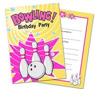 Olivia Samuel 20 x Girls Bowling Birthday Party Invites - Ready to Write with Envelopes - Designed and Printed in the UK