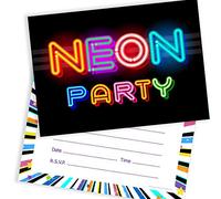 Olivia Samuel 20 x Neon Party Invitations from Ready to Write for Birthdays - With Envelopes