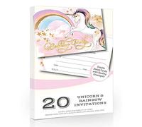 Olivia Samuel 20 x Unicorn Birthday Party Invitations from Girls Birthday Invites Ready to Write with Envelopes