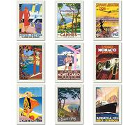 Olivia Samuel 9 x Old Time Travel Posters from A4 Size on thick 350gsm card. ** UNFRAMED **