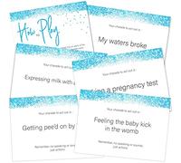 Olivia Samuel Baby Shower Charades - Boys Blue Glitter Effect Design (Includes 38 Charade cards and How to Play Instructions)