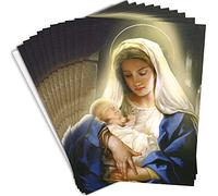 Olivia Samuel Pack of 10 Premium Christian Religion Madonna and Child Christmas Cards from A5 Standard Size with Peel and Seal Envelopes