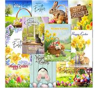 Olivia Samuel Pack of 10 Premium Easter Greeting Cards. A5 Standard Size Multipack Assortment with Yellow Envelopes. Designed and Printed in the UK.
