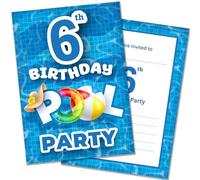 Olivia Samuel Pack of 20 Pool Party 6th Birthday Invitations with Envelopes - Ready to Write - Designed and Printed in the UK