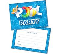 Olivia Samuel Pack of 20 Pool Party Birthday Invitations with Envelopes - Ready to Write - Designed and Printed in the UK