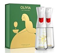 OLIVIA SIGNATURE Advanced Kitchen Oil Sprayer with Flairosol Technology, Fine Mist & Portion Control, Refillable Glass Olive Oil Cooking Spray Bottle for Air Fryer, Salad, BBQ, 2 Pack 200ml (White)