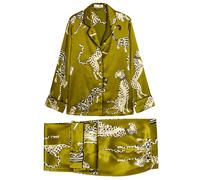 Olivia Von Halle Lila Silk-satin Pyjama set - Olive - S (UK8-10 / S)