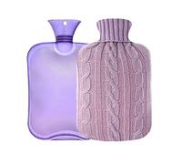 OliviaLiving Classic Transparent Hot Water Bottle 2 Liter with Knit Cover - Great for Cramps, Pain Relief & Cozy Nights - Water Heating Pad - Feet & Bed Warmer for Adults