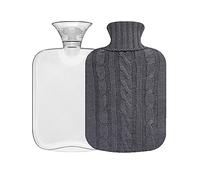OliviaLiving Classic Transparent Hot Water Bottle 2 Liter with Knit Cover - Great for Cramps, Pain Relief & Cozy Nights - Water Heating Pad - Feet & Bed Warmer for Adults