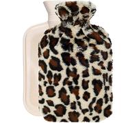 OliviaLiving Hot Water Bag Hot Water Bottle 2 Liter Heat Up and Refreezable Hot Cold Pack with Plush Leopard Print Cover for Pain Relief Hot Cold Therapy
