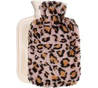 OliviaLiving Hot Water Bag Hot Water Bottle 2 Liter Heat Up and Refreezable Hot Cold Pack with Plush Leopard Print Cover for Pain Relief Hot Cold Therapy