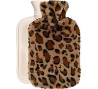 OliviaLiving Hot Water Bag Hot Water Bottle 2 Liter Heat Up and Refreezable Hot Cold Pack with Plush Leopard Print Cover for Pain Relief Hot Cold Therapy