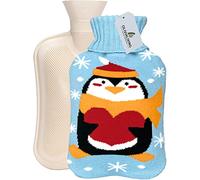 OliviaLiving Hot Water Bag Hot Water Bottle 2 Liter with Knit Cover - Great for Cramps, Pain Relief & Cozy Nights - Water Heating Pad - Feet & Bed Warmer for Adults, Cartoon Penguin
