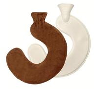 OliviaLiving U-Shaped Neck Hot Water Bottle, BS1970:2012 Certified Natural Rubber, 1L Wearable Cervical Heating Pad, Crystal Velvet Cover, Shoulder Warmer for Neck Pain & Arthritis Relief