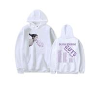 OliviaRodrigo Merch Hoodie 3D Printed Casual Long Sleeved Pullover Top,White-L