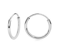 Olivia's Collection 14k White or Yellow Gold Lightweight Endless Hoop Earrings (10-20mm) True 1.0mm width. Piercing to Lobe, Upper-Lobe for a Woman, Man, Teens, 10mm (0.39"), White Gold, No Gemstone