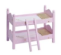 Olivia's Little World 18" Doll Wooden Convertible Bunk Bed - Stacked or Unstacked as Two Single Beds, Purple/White/Gold