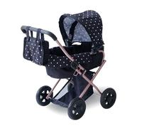 Olivia's Little World 2-in-1 Classic Doll Stroller in Black with Removable Bassinet, Adjustable Canopy, Storage Basket & Bag, Encourages Nurturing & Creativity