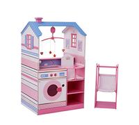 Olivia's Little World Classic Doll House Baby Doll Changing Station with Crib, High Chair, Sink, Washing Machine and Separate Swing for dolls up to 18-in., Multi