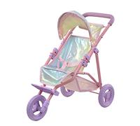 Olivia's Little World Doll Jogging-Style Pram with Canopy, Storage Underneath, Iridescent and Pink and Purple