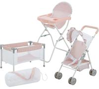 Olivia's Little World Polka Dot Princess Baby Doll 3pc Nursery Set - Crib, High