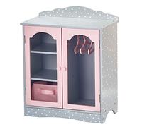 Olivia's Little World - Princess 18 inch Doll Furniture | Fancy Wooden Closet with 3 Hangers and 1 Cubby (Grey Polka Dots) | Fits American Girls. Our