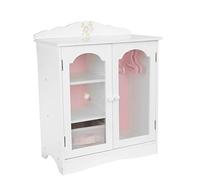 Olivia's Little World - Princess Fancy Wooden Closet with 3 Hangers and 1 Cubby (White / Pink) | Wooden 18 inch Doll Furniture