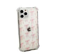 OLIVIA'S PHONES Cases For iPhone 12 (6.1) Clear Baby Pink Bows Love Hearts Pattern Gel Tough Protective Smartphone Case Cover
