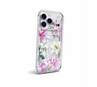 OLIVIA'S PHONES Cases For iPhone 12 Pro Max (6.7) Clear White Pink Flowering Flowers Lilies Lily Bloom Credit Bank Card Holder Tough Corner Bumper Camera Lens Cover Protective Smartphone Case Covers
