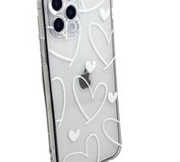 OLIVIA'S PHONES Cases For iPhone 13 Pro Max (6.7) Clear White Love Hearts All Over Pattern Tough Protective Smartphone Case Cover