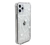 OLIVIA'S PHONES Cases For iPhone 15 Plus + (6.7) Clear White Love Hearts All Over Pattern Card Holder Tough Protective Smartphone Case Cover