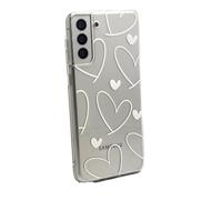 OLIVIA'S PHONES Cases For Samsung Galaxy A55 (5G) Clear White Love Hearts All Over Pattern Card Holder Tough Protective Smartphone Case Cover