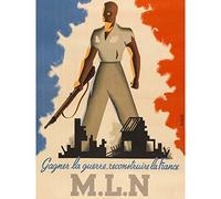 Olivier French Resistance MLN WWII Advert Extra Large Wall Art Print Premium Canvas Mural